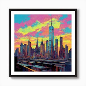 Colors Dripping From The Sky The New York City I Art Print