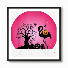 Happy Flamingoween Witch Flamingo Halloween Art Print