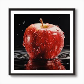 Red Apple In Water Art Print