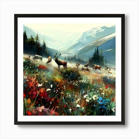 Elk In The Meadow 1 Art Print