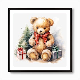 Teddy Bear With Presents 3 Art Print