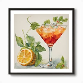 Holly Martini Art Print