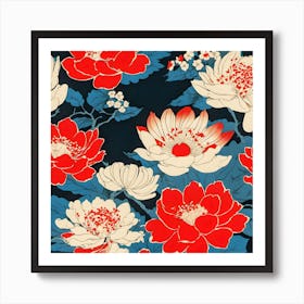 Japanese Floral Pattern Art Print