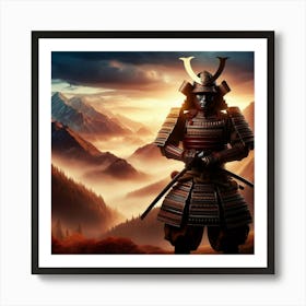 Samurai Warrior / mountains Art Print