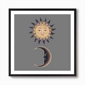 Sun By The Moon Square Art Print