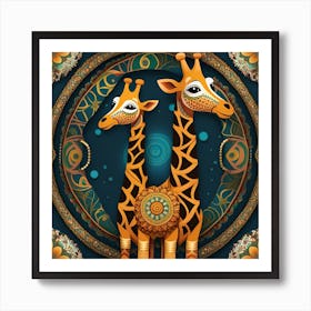 Giraffes In A Circle Art Print