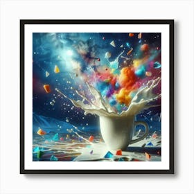 Colorful Milk Splash Art Print