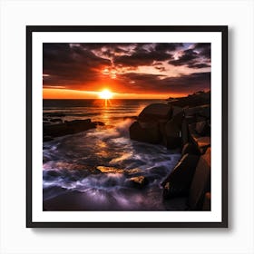 Sunset At The Beach 739 Art Print