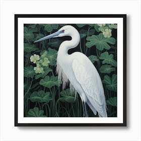 Ohara Koson Inspired Bird Painting Egret 4 Square Art Print