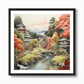 Kairakuen Gardens Japan Painting 2 Art Print 3 Art Print