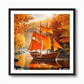 Sailboat In Autumn Art Print