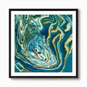 Blue And Gold Swirl Art Print