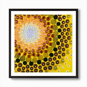 Vibrant Salmon And Mustard Square Art Print