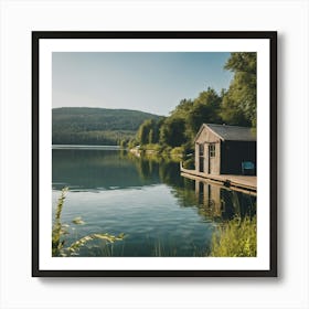 Small Cabin On A Lake Art Print