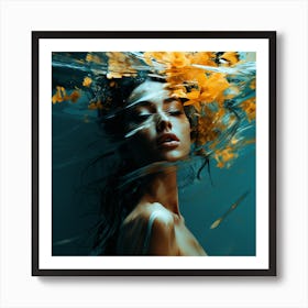 Portrait Of A Woman Underwater Art Print