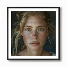 Portrait Of A Girl With Freckles Art Print