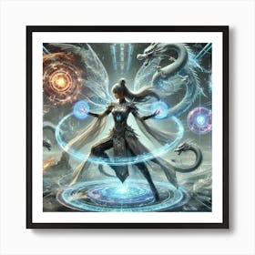 Empress Lian Elemental Dragon Power Sci Fi Art Print