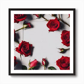 Red Roses On White Background 1 Art Print