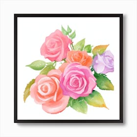 Watercolor Roses3 Art Print