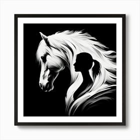 Silhouette Of A Horse Art Print