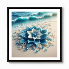 3d Flower On The Beach Art Print