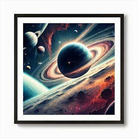 Saturn In Space Art Print