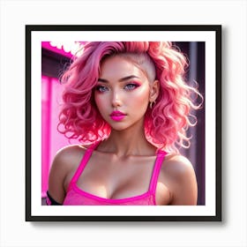 Pink Haired Girl jk 1 Art Print