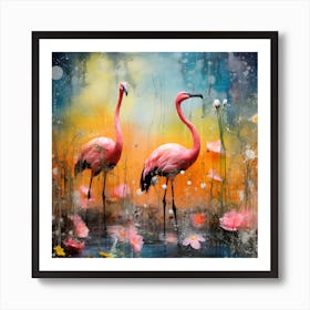 Pink Flamingos Art Print