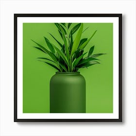 Green Plant In A Vase Art Print