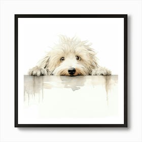 Dog Peeking Over The Wall 20 Art Print