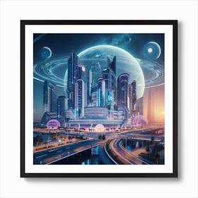 Futuristic City V3 Art Print