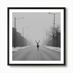 Deer In The Street Art Print