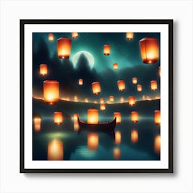 Lanterns In The Sky Art Print