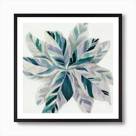 Watercolor painting of turquoise leaves Art Print