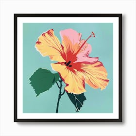 Hibiscus 4 Square Flower Illustration Art Print