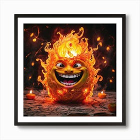 Flaming Pumpkin 1 Art Print