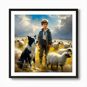 Oxfordshire Boy And His Sheep Nr. Winey Art Print