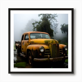 Old Truck In The Fog 5 Art Print