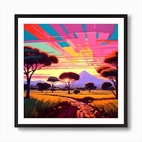 Sunset In The Savannah Art Print