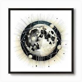 Earth Moon - Abstract Line Art Illustration 284 Art Print