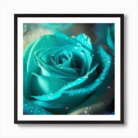 Beautiful cyan and lime roses 1 Art Print