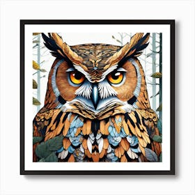 Owl In The Forest 218 Art Print