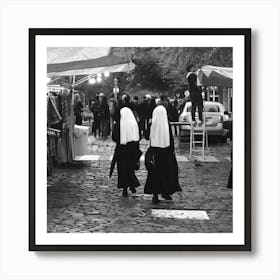 Black And White Nuns Art Print