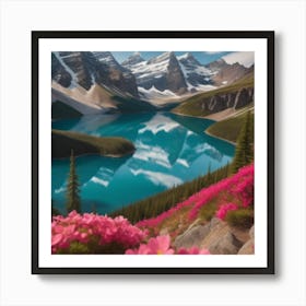 Pink Flowers In The Mountains Art Print