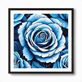 Blue Roses 8 Art Print