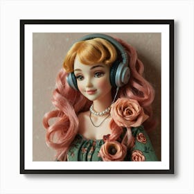 Doll With Headphones Art Print
