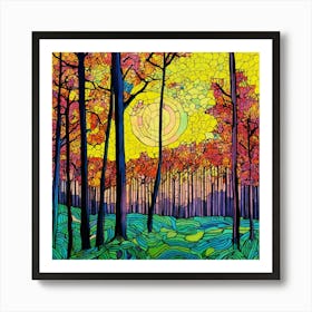 Autumn Forest, abstract painting 1 Art Print