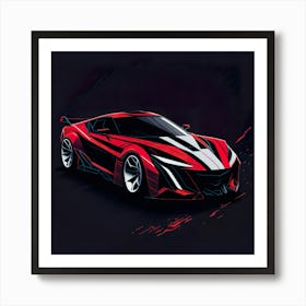 Car Red Artwork Of Graphic Design Flat (49) Art Print