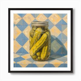 Pickles In A Jar Checkerboard Background 3 Art Print
