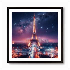  evening eiffel tower Art Print